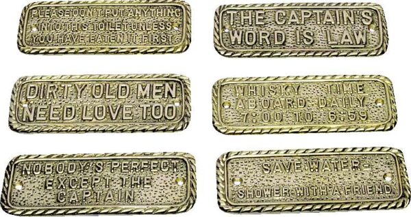 Skilt i messing, 145 x 60 mm