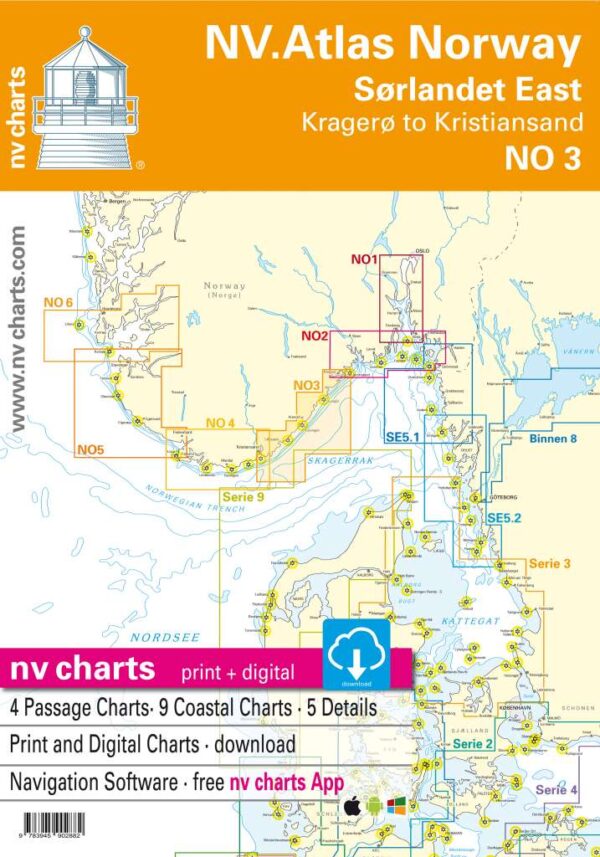 Kart kombi Atlas No 3 - Kristiansand til Kragerø