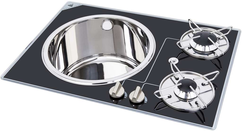 Glass Hob 2 Sink gasskoketopp m/vask - Bilde 1