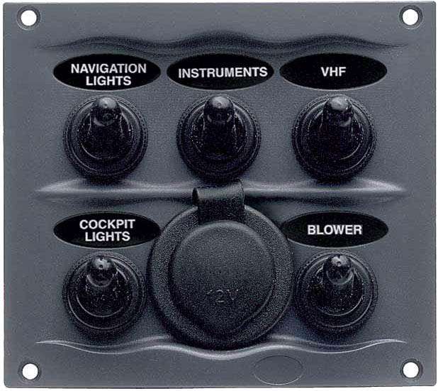 BEP Bryterpanel 5 brytere + 12V uttak - Bilde 1