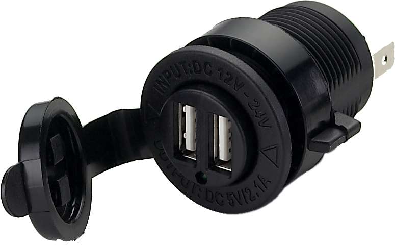 USB uttak dobbelt, kontakt 12-24V - Bilde 1
