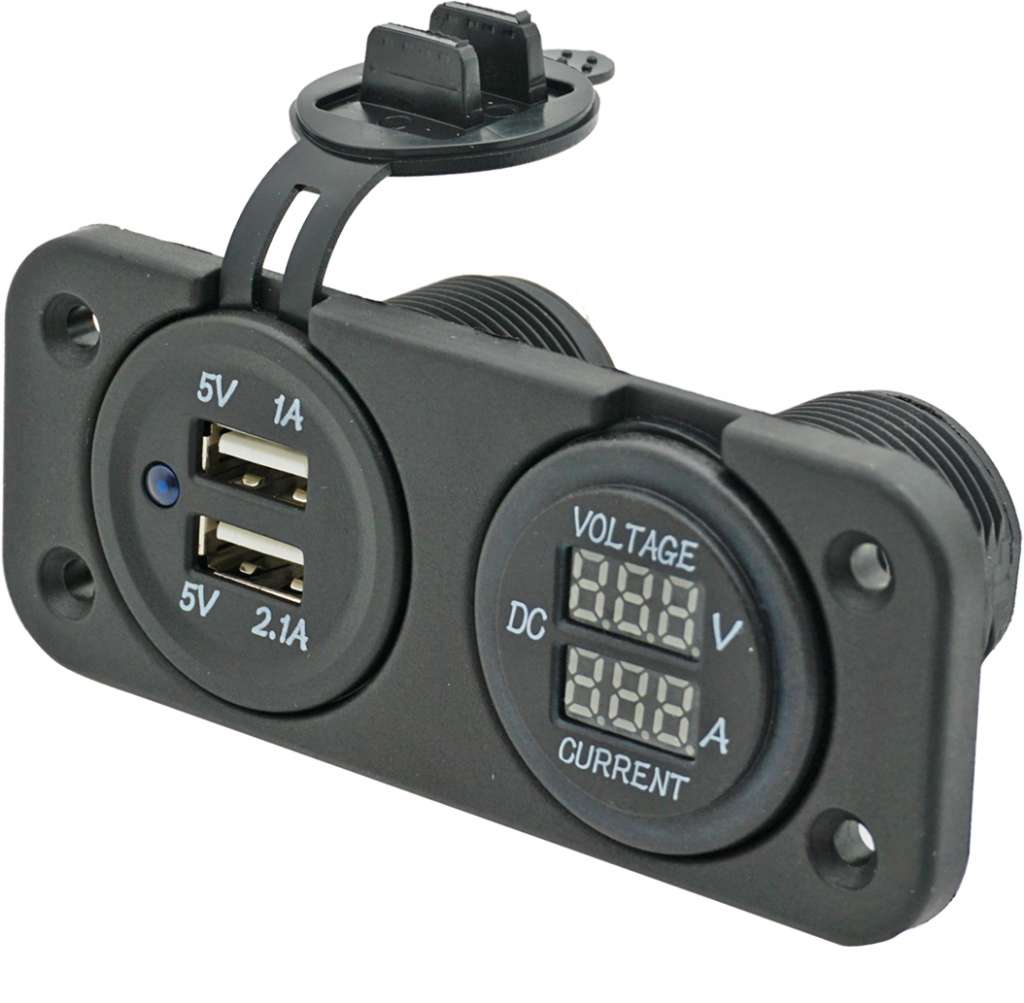 USB uttak + volt- og amperemeter - Bilde 1