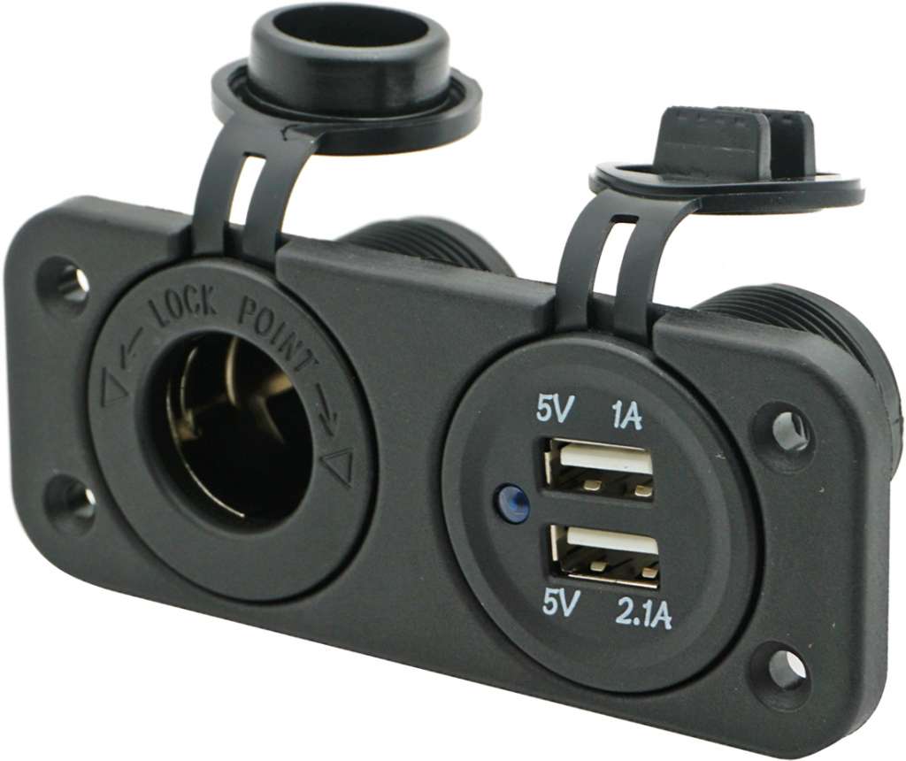 Strømuttak + dobbel USB - Bilde 1