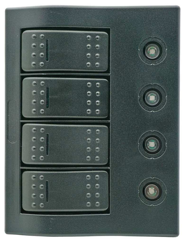 Bryterpanel med sikringer og LED lys - 4 brytere - Bilde 1