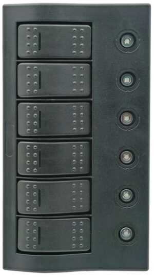 Bryterpanel med sikringer og LED lys - 6 brytere