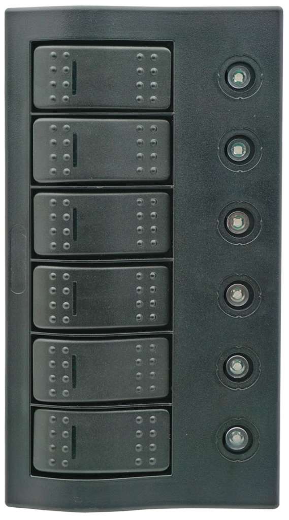 Bryterpanel med sikringer og LED lys - 6 brytere