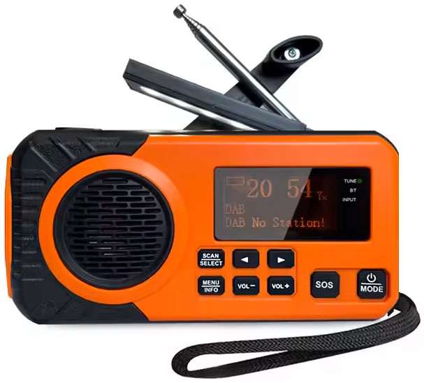 Nødradio DAB+/FM med sveiv og solcellepanel - Bilde 1