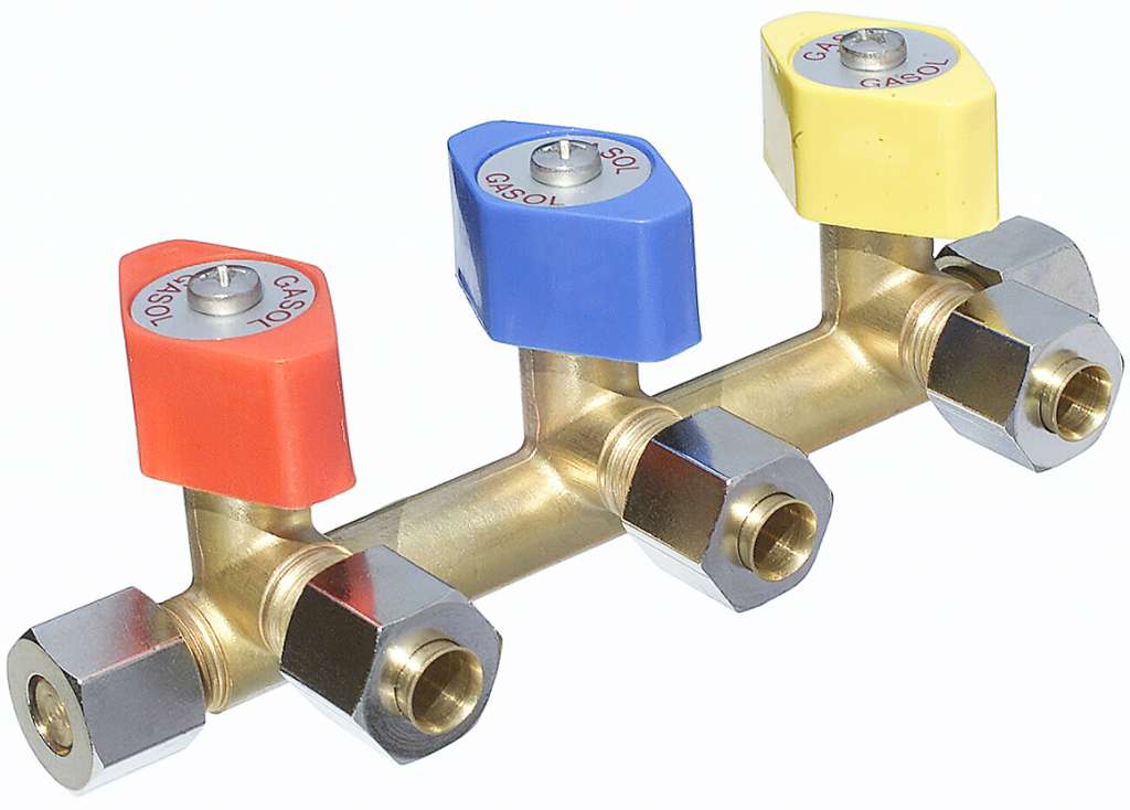 Trippel stengeventil uten feste, for 8mm rør - Bilde 1