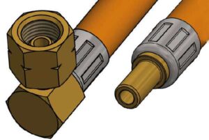 Gasslange 80cm med 1/4 vinklet omløper + Ø8mm rør