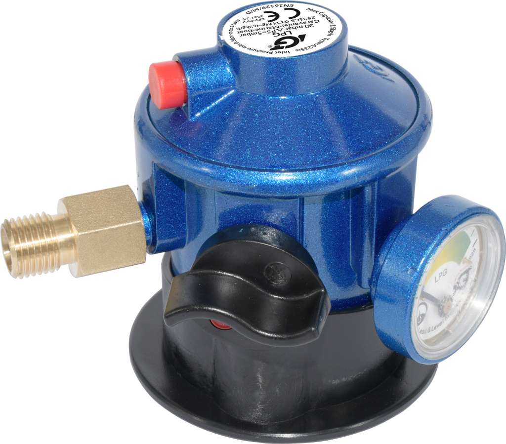 Gassregulator m/manometer click-on 1/4" gjengeutgang - Bilde 1