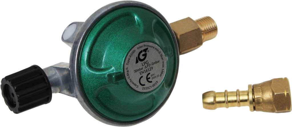 Gassregulator M16 m/gjengetapp og slangestuss - Bilde 1