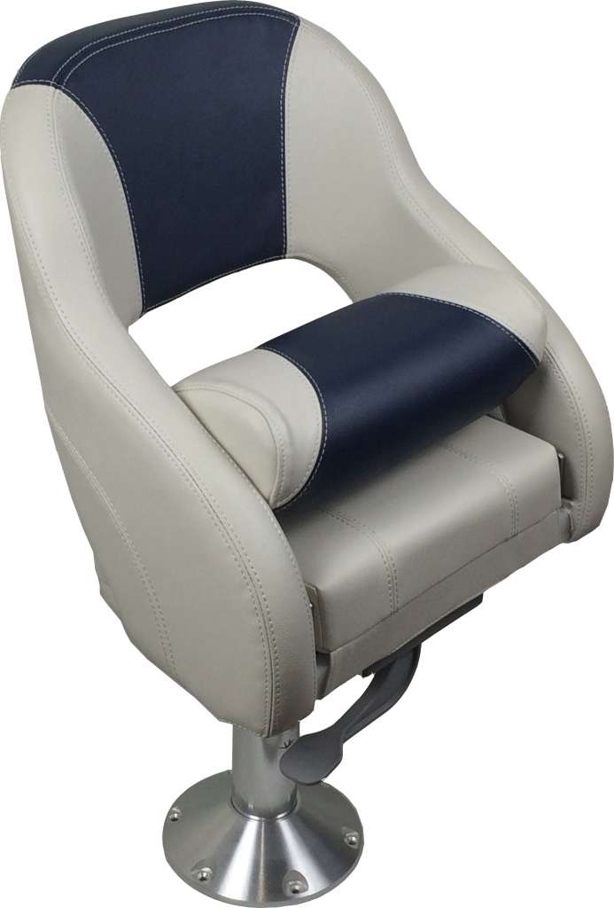 Båtstol BJR52 flip-up, lysegrå og mørkeblå - Bilde 1