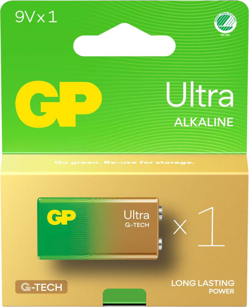 GP Ultra Alkaline batteri 9V 1-pk - Bilde 1