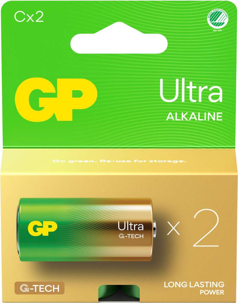 GP Ultra Alkaline batteri C 2-pk - Bilde 1