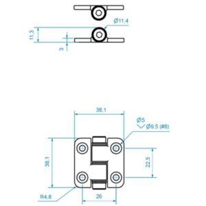 Roca Friksjonshengsel 38,1 x 38,1 mm - Bilde 2