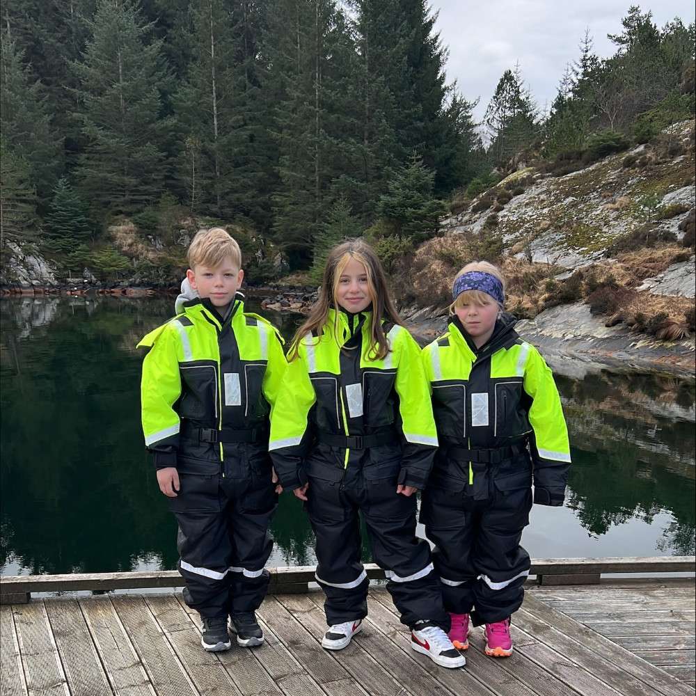 1852 Flytedress barn Svart m/fluor gul - Bilde 5