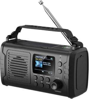 1852 Nødradio DAB+/FM Bluetooth med sveiv og solcellepanel
